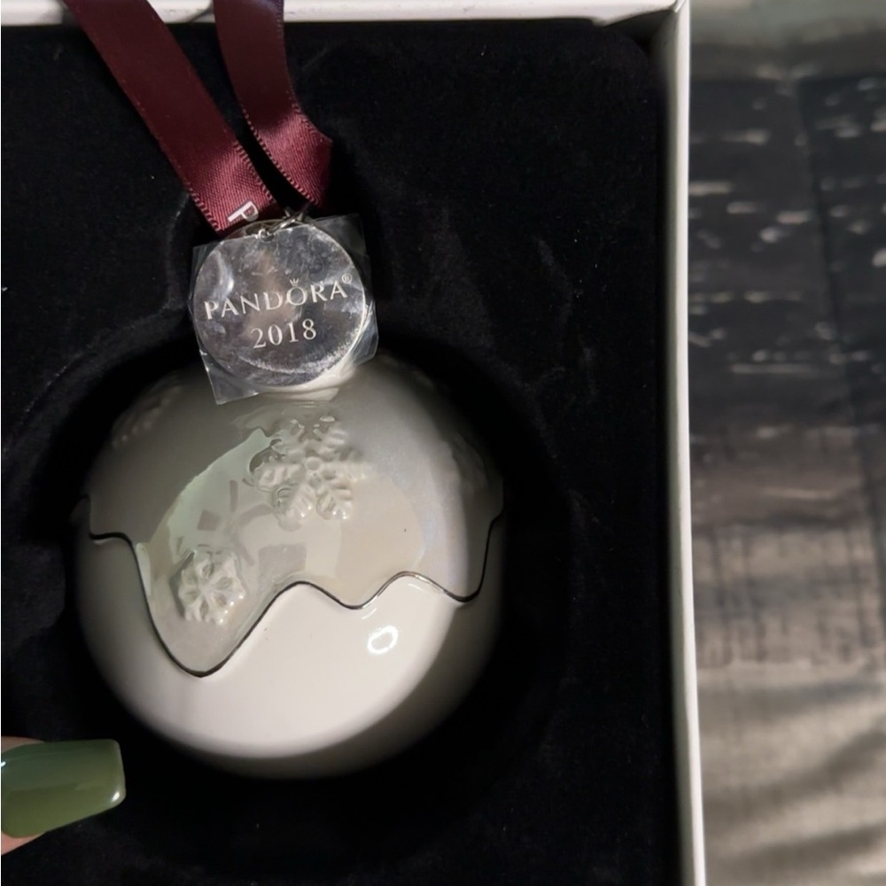 Pandora White Holiday Ornaments Elegant Winter Decor